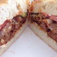 Wild Bill · Boar’s head premium Roast beef, bacon, BBQ sauce, mayo, mustard, lettuce, tomato, onions and...