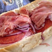 Usc Trojan Sandwich · Boar's Head Prosciutto, salami, pepperoni, oil and vinegar, lettuce, tomato, Italian dressin...