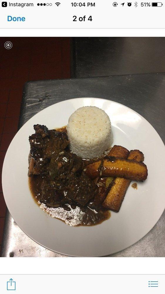 Braised Oxtail · Rice and Peas/Sweet Plantains or Steamed Cabbage