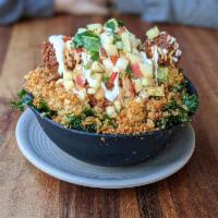 Aztlan Bowl · Quinoa, kale, guacamole, pico de gallo, pepita chorizo, sour cream, smoky walnut bits and ch...
