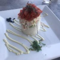 Tuna Tower Plate · Spicy tuna, crab mix, sushi rice, caviar, avocado, wasabi mayo and seaweed. Marquee favorite.