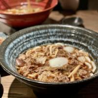 Sukiyaki Udon · Limited Time Discount!!
Beef short plate, onsen egg, and vegetables with sweet sukiyaki broth.