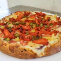 Tandoori Chicken · Freshly Made Indian Sauce, Shredded Mozzarella Cheese, Sliced Red Onions, Green Bell Peppers...