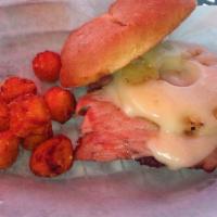 Aloha Burger · Ham (local), grilled pineapple, Swiss cheese and teriyaki glaze.