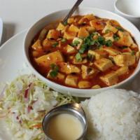 Ma Po Tofu with Pork Lunch Special · Served with steamed white rice and salad.