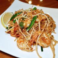 Pad Thai · Rice noodles, egg, bean sprouts, green onion and grounded peanut sauteed in tamarind sauce w...