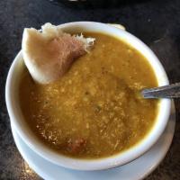 Crushed Lentil Soup · Vegan and gluten free.