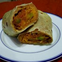 Fajita Burrito · Steak or chicken, beans and rice.
