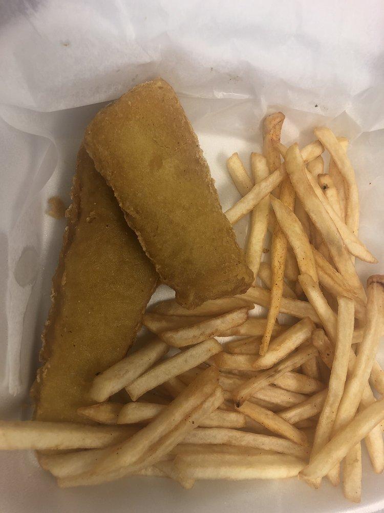 Fish and Chips · Includes fries, roll, and soda.