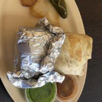 Carne Asada Burrito · Angus beef steak, rice, refried beans, cilantro and onion all wrapped in a flour tortilla. E...