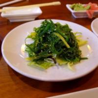 Seaweed Salad · Salad with a seasoned microalgae base. 