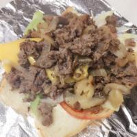 Steak and Cheese Sub · Includes lettuce, tomato, mayonnaise and onions. 