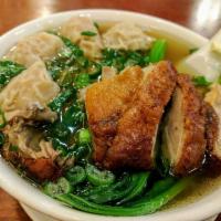 Roasted Duck with Wonton in Egg Noodle Soup · 