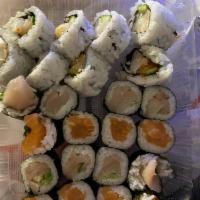 Spicy Tuna Roll · Spicy tuna and cucumber inside. Rice outside.