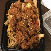 Noodle Box · Served with choice of meat, lo mein noodle, and mixed vegetables