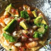 Shrimp Ceviche Tostada · 