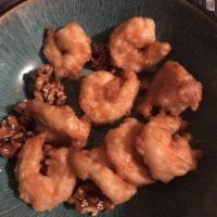 Honey Walnut Shrimp · Jumbo shrimp in special chef creamy sauce, top with walnuts. Served with rice.