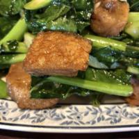 Crispy Pork Belly with Chinese Broccoli · 