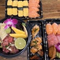 Sushi Combo · The Sushi Combo is a 14 piece nigiri set. The sushi combo includes 4 raw salmon, 2 raw tuna,...