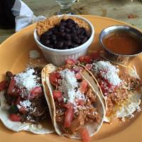 Mexico City Street Tacos · Classic open face tacos of beef or chicken tinga, topped with cotija cheese, pico de gallo, ...