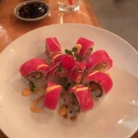 Cherry Blossom Maki Specialty · Salmon, avocado, topped with fresh tuna.