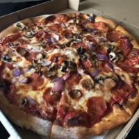 The San Diegan Pizza · Pepperoni, sausage, mushroom and onion.