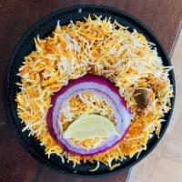 Hyderabadi Goat Dum Biryani · House special rice dish made with aromatic basmati rice with mutton.