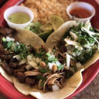 Mixed and Match Any 3 Street Tacos · Served with choice of 2 sides. 