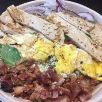 Cobb Salad · Mixed greens, bleu cheese, sharp cheddar cheese, fried egg, applewood smoked bacon, tomatoes...