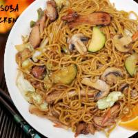 Yakisoba · Thin soba noodles stir-fried with mix vegetables and our special yakisoba sauce. Cabbage, on...