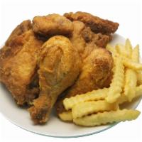 Fried Chicken · Served with fries.