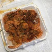 Garlic Jumbo Shrimp Tray · 20 jumbo steamed shrimp. Includes tasty garlic powder, our special house seasoning, dried pa...