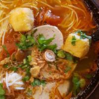 Shrimp Paste Soup with Rice Vermicelli · 