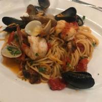 Spaghetti Alla Pescatora · Clams, mussels and shrimp sauteed in a fresh tomato sauce with garlic, parsley and touch of ...