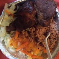 Jerk Pork · A mixture of herbs, spices, and seasonings with pork 
Jerk Pork with choice of base and two ...