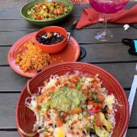 Fajita Bowl · Mexican Rice, Black Beans, Seasoned Sautéed Vegetables, Jack Cheese, Pico de Gallo, Guacamole.