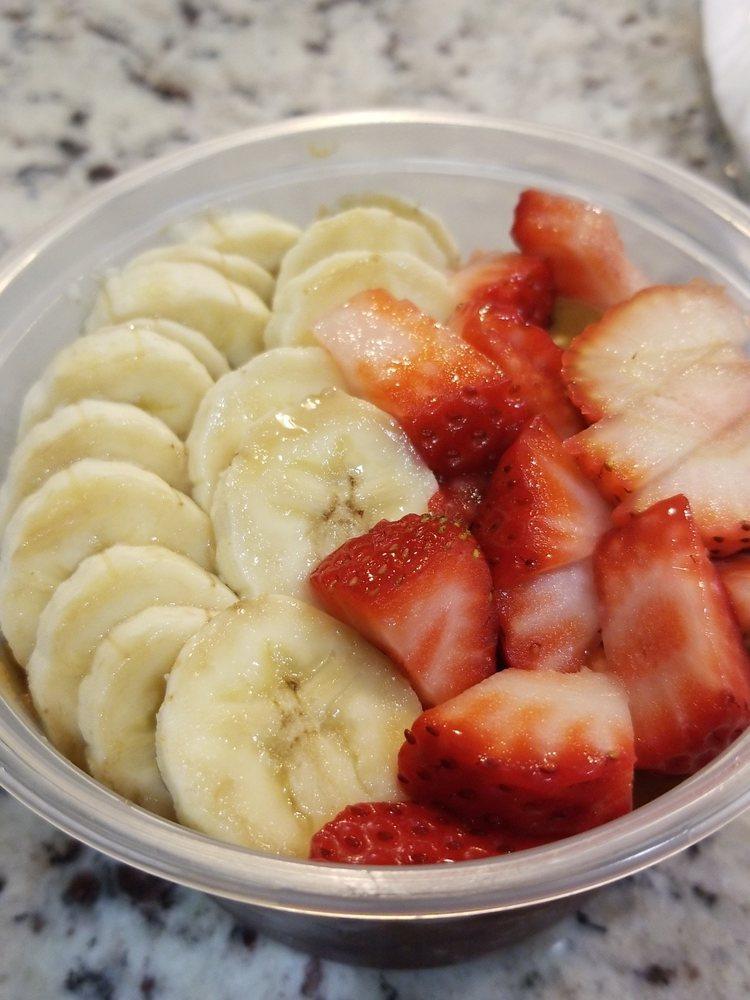 The Gorilla Bowl · Organic Granola, Banana, Strawberries, Almond Butter or Peanut Butter.