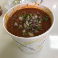 Chili · Home made tender beef simmered with diced tomatoes, pinto beans, onions, cilantro, selected ...