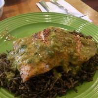 Salmon Djon Djon Coconut Curry · Djon Djon rice made with a special Haitian Mushroom and served with wild caught salmon and c...