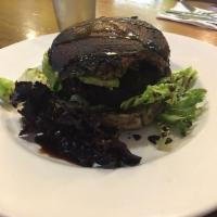 Double Portobello Black Beans Burger · Made with black bean burger, avocado, lettuce and tomato.