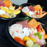 Chirashi · Assorted chef picks seafood layered over sushi rice.