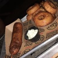 Corn Dog · Haus made root beer batter. Hormone and antibiotic free all beef dog.