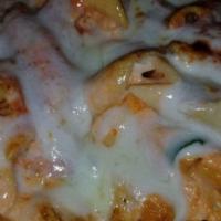 Baked Ziti · Ziti tossed with Sunday sauce, ricotta, pecorino cheese and melted mozzarella. Add meat sauc...