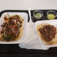 Taco Yaqui · Green chili stuffed with meat, cheese, bacon, and mushroom. Chile verde relleno de carne, qu...
