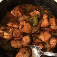 Chili Chicken · Succulent chicken coated in a thick batter and fried until crisp is added to a garlicky chil...
