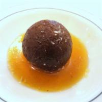 Gulab Jamun · Homemade deep fried cottage cheese balls dipped in a honey and rose water syrup and topped w...