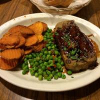 Madras Meatloaf · Beef and veal blended with leeks, carrots, apples and curry. Served with sweet potato fries ...