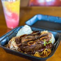 Kalbi Rib Lunch Plate · Includes two sides.