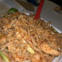 Pad Thai · Thailand's best-known noodle dish. Rice noodles with shrimp or chicken, egg, green onion, be...