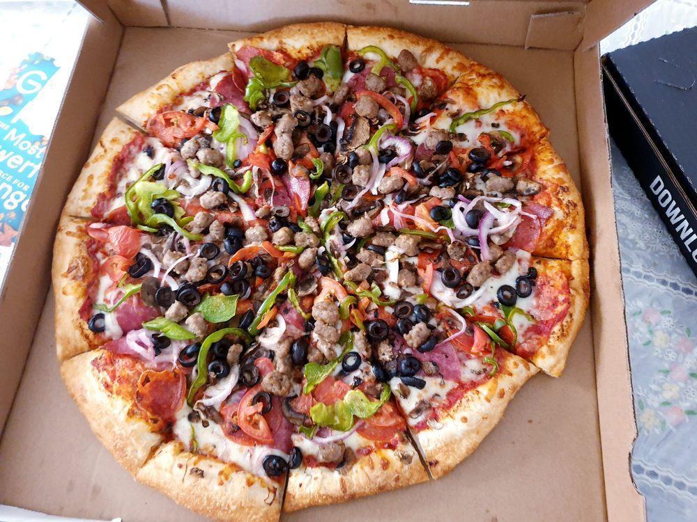 Ultimate Combo Pizza · Freshly made pizza sauce shredded mozzarella cheese pepperoni, salami, mushroom, onion, olives, green peppers, tomatoes, sausage.
